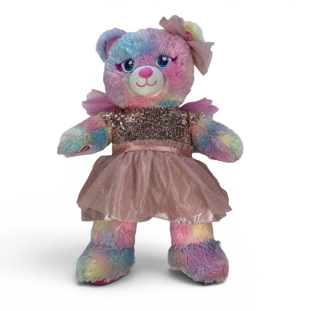 Build-A-Bear Fairy Friend Pastel Rainbow Bear Plush 16" Wings Dress Outfit - Picture 2 of 6